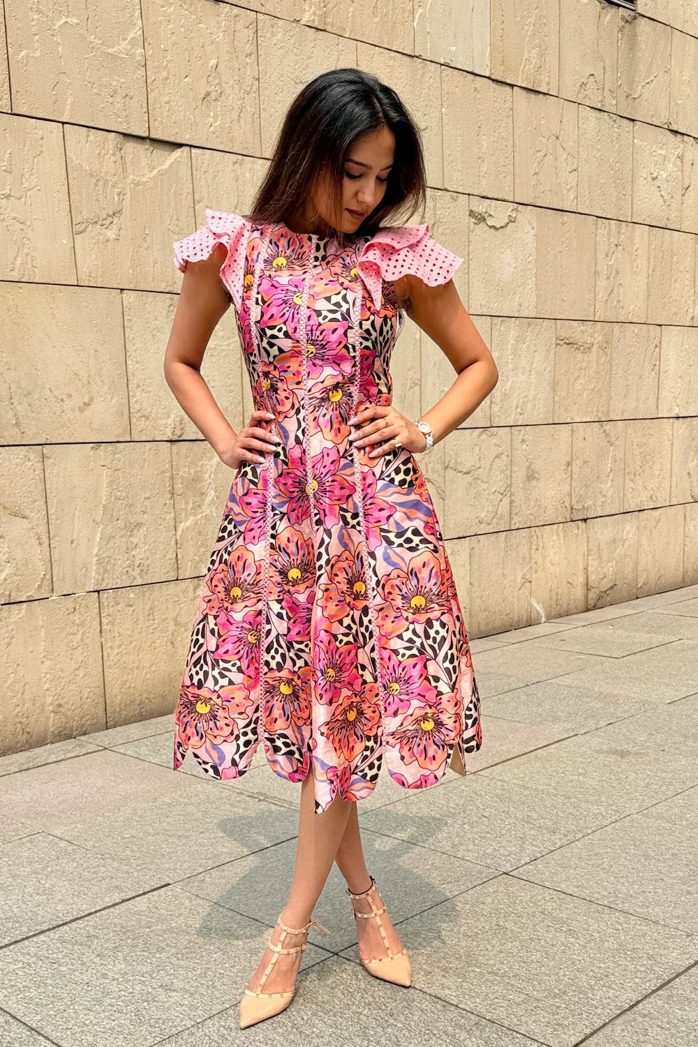 Orchid Scalloped Dress